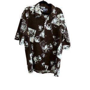 SouthPole Brown Sumo Wrestlers Samurai Camp Shirt Size XL